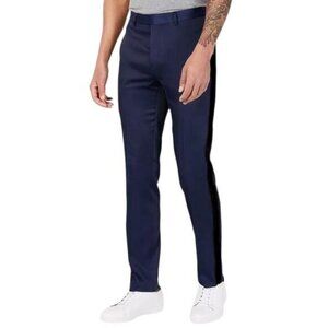 NWT CALVIN KLEIN Slim Fit Men's Navy Pant Size 38 X 32 Black Side Stripe